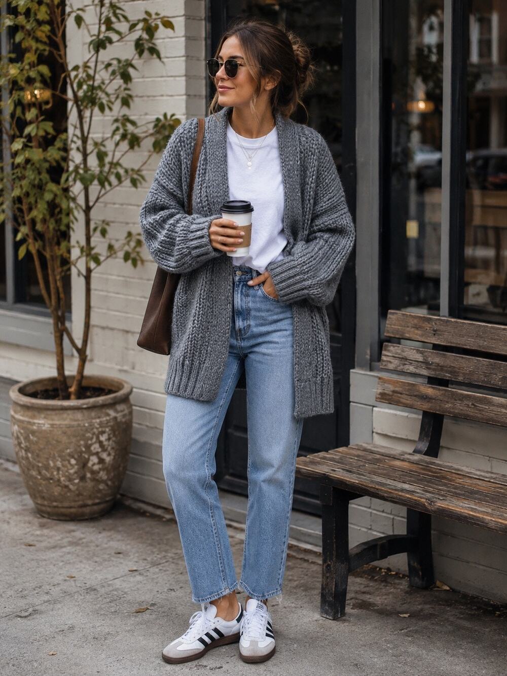 Zara Chunky Knit Cardigan Small Gray Oversized Open Front Grandpa Sweater
